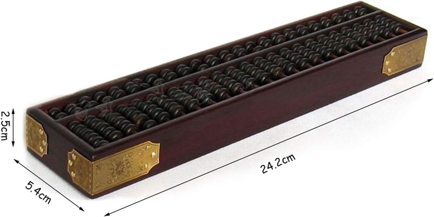 Mahogany Ruler Abacus Wood Carving Crafts Lucky Abacus Ornaments Home Office Rosewood Paperweight Ruler, 24.2 * 5.4 * 2.5cm, Dark Brown
