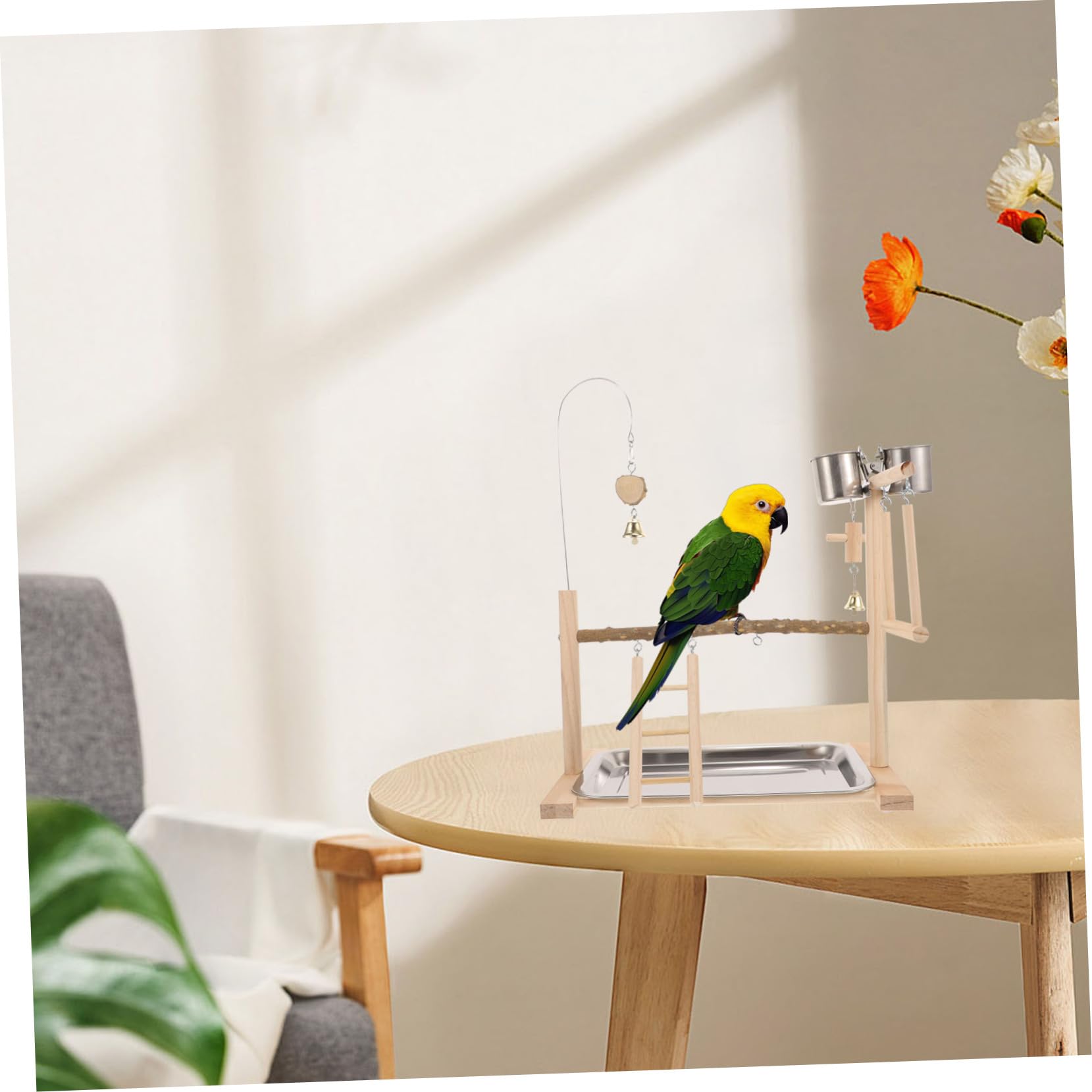 DOITOOL De para Loros Juguete De Madera Natural Percha para Pájaros Accesorios para Jaulas Lugar para Loros y Cacatúas