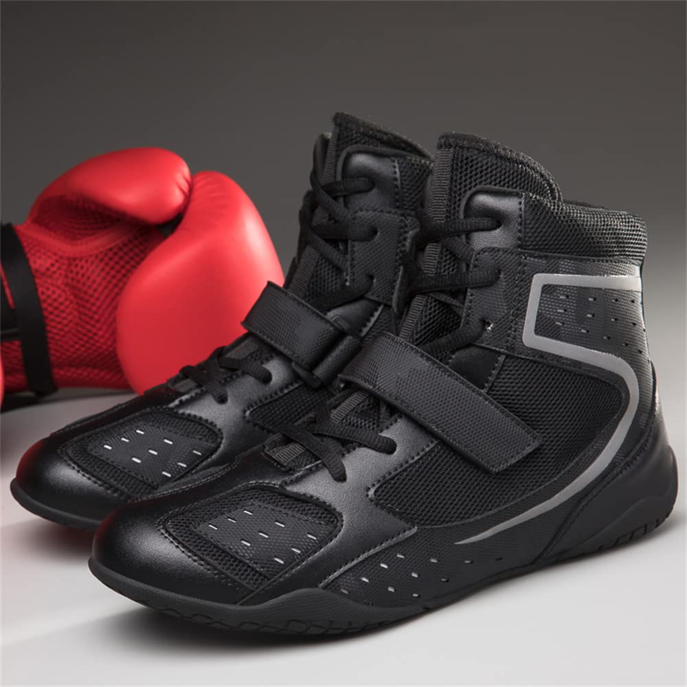 Zapatos de Boxeo para Hombres Zapatos de Lucha Profesional Zapatos de Entrenamiento Integral para Mujeres Botas de Boxeo para Fitness Negro EU 42