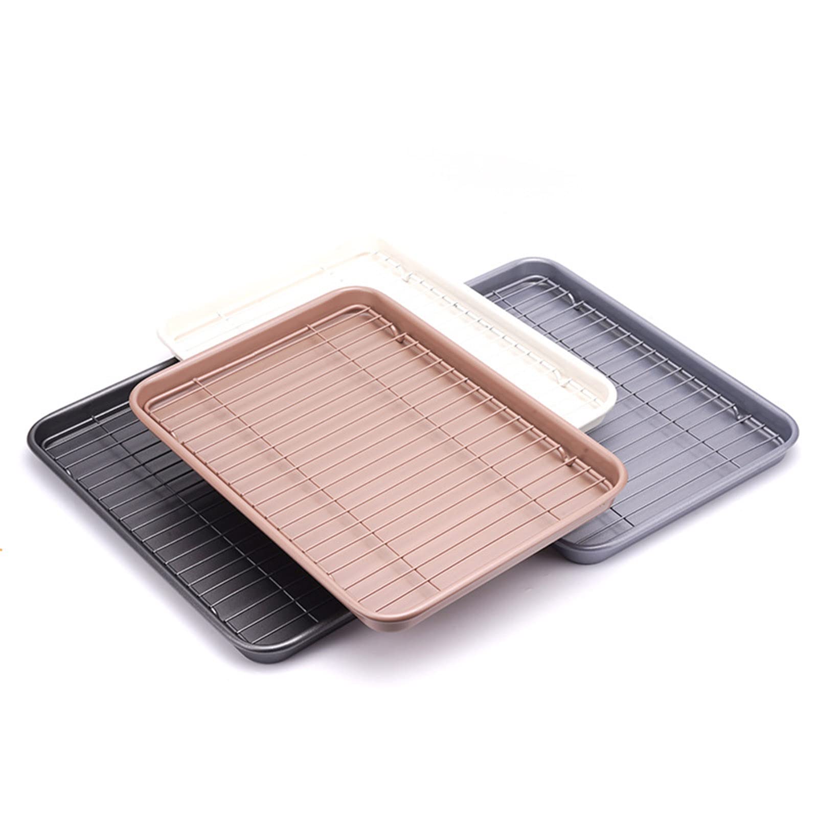Juego de bandeja para hornear con estante de acero al carbono, bandeja para hornear con estante de refrigeración, no tóxico, resistente y fácil de limpiar