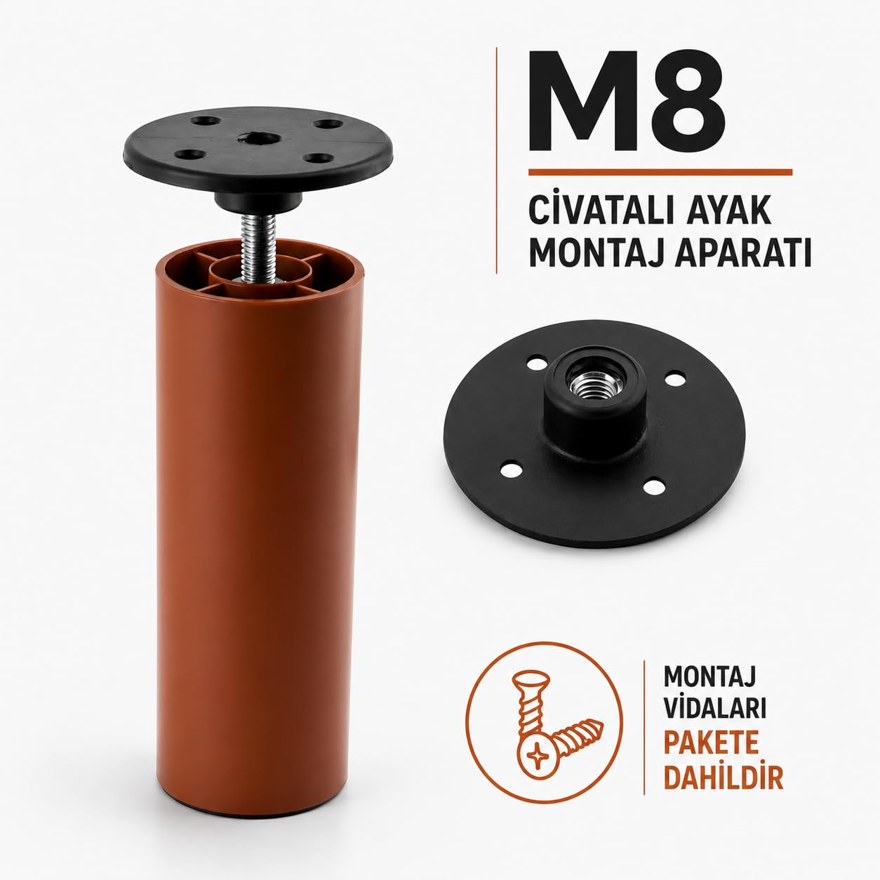 4 ADET Mobilya Kanepe Baza Koltuk Sehpa Montaj Ayağı M8 Civata Plastik Bağlantı Aparatı Ayak Tabanı