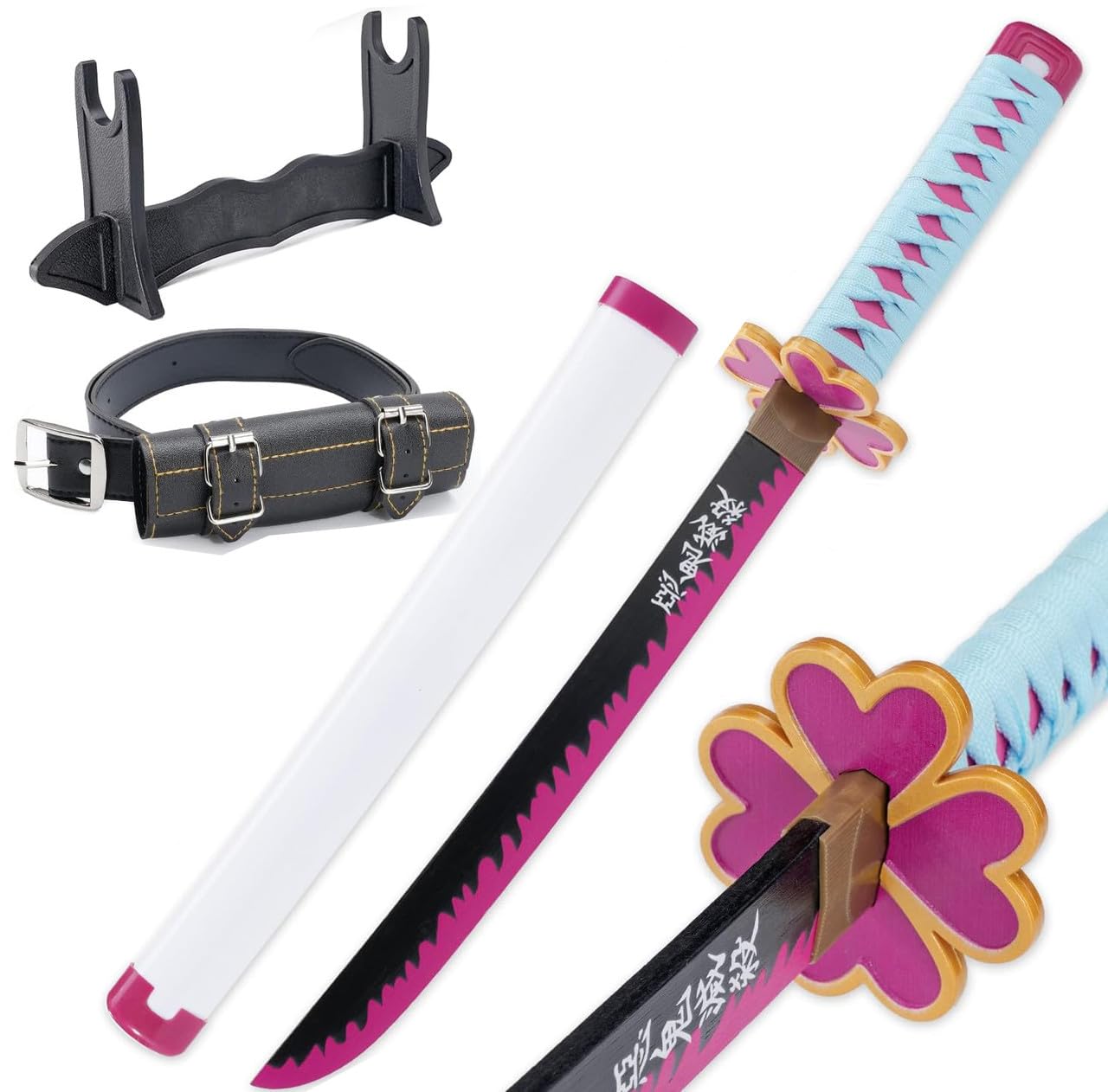 JOYFULBOX Japanese Anime Ninja Bamboo Sword Katana–22 inches(55cm)with Belt and Sword Holder for Cosplay Halloween Anime Themed Partiesand Carnival