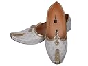 DEEUCO Men's Traditional White and Golden Wedding, Party and Sherwani Jutti,Mojari (7) gallery image