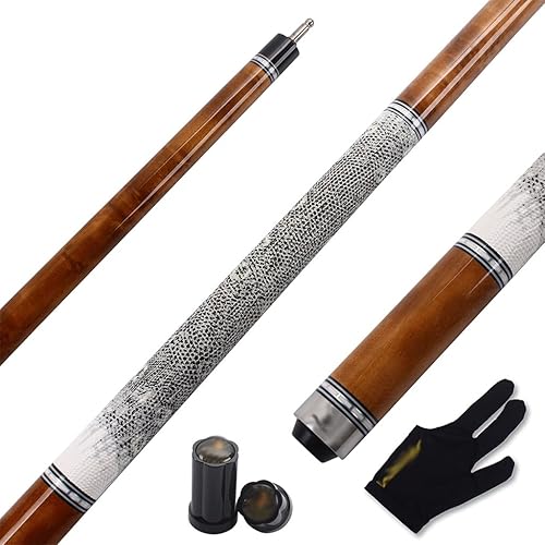 Miniatura 2 de Taco de billar de 58" 12 palo de madera de arce Birdeye con envoltura de piel de serpiente de 19 oz a 20 oz 0.512 in punta