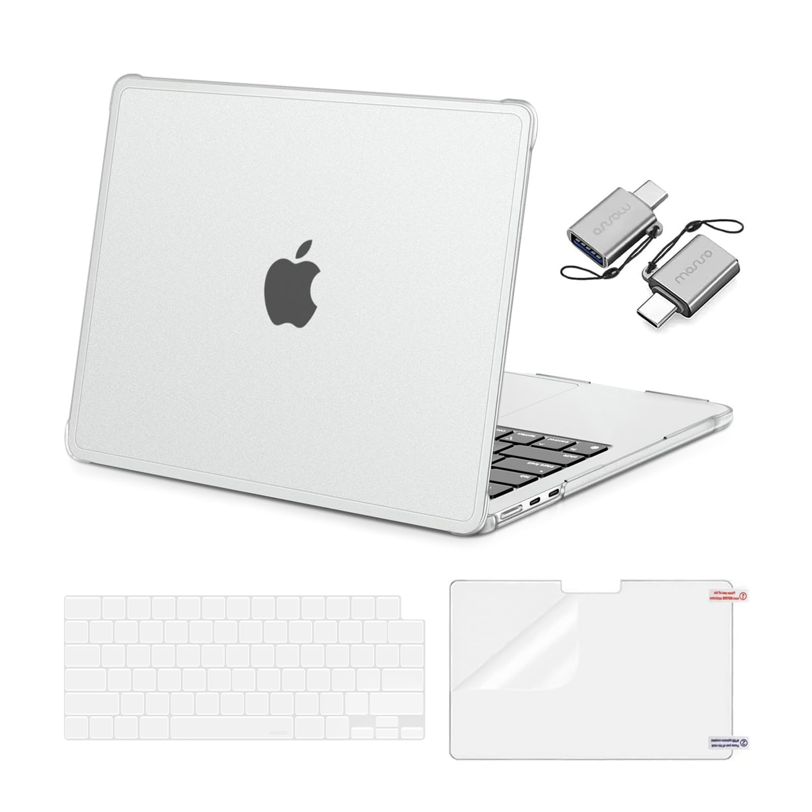 MOSISO Compatible with MacBook Air 13 inch Case M5 M4 M3 M2 2026-2022 A3449 A3240 A3113 A2681,Protective Hard Case&Keyboard Skin&Screen Film&Type C with TPU Bumper for MacBook Air 13.6, Pink — view 13