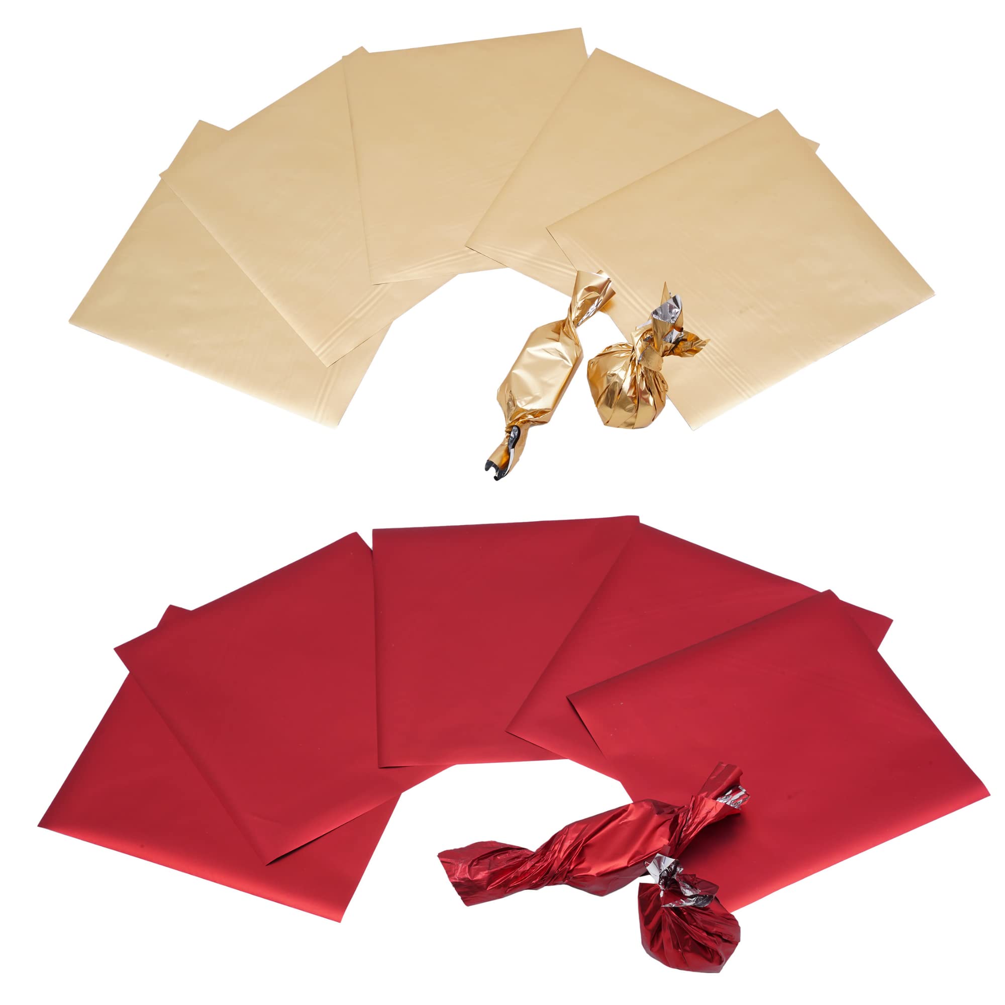 Esslly Pack of 500 Vibrant Matte Gold and Red Chocolate Wrappers | Premium Quality Potli Wraps | Sheet Size - 12.5x10.5 cm | Perfect for Homemade Chocolates