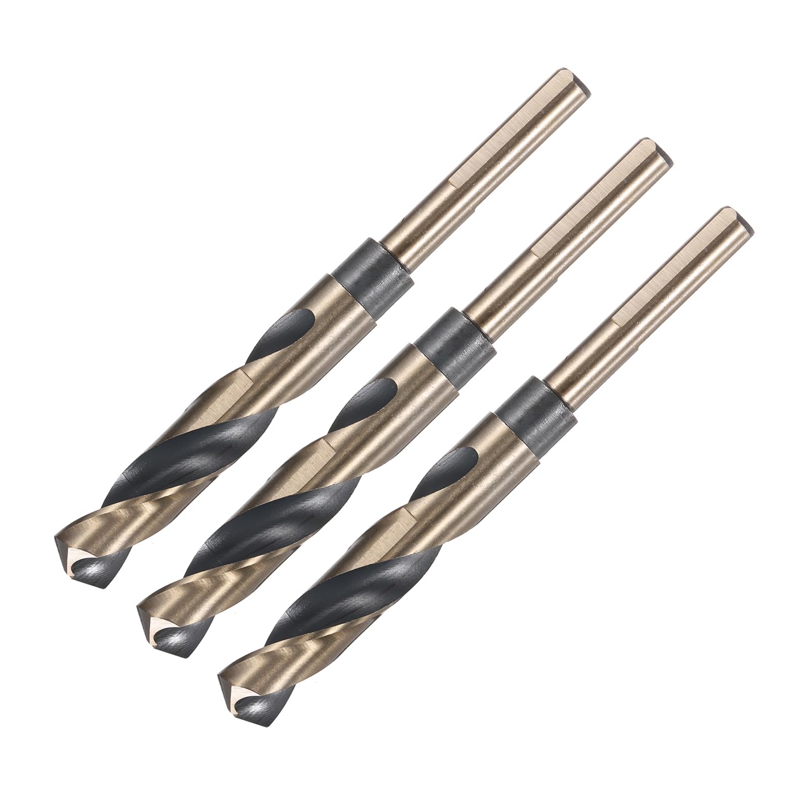 QUARKZMAN 3 Pezzi Punta A Torsione Con Gambo Ridotto 16mm Rivestimento Nero Nitruro E Oro Titanio Acciaio Rapido 4341 Con Gambo 10mm Per Acciaio Inossidabile Lega Metallo Plastica Legno