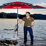 Diseño de ventilación de doble capa: asegúrese del viento y el calor dentro y alrededor del paraguas de la playa y asegure suficiente circulación de aire para mantener una temperatura fresca y cómoda debajo de la sombrilla de playa.