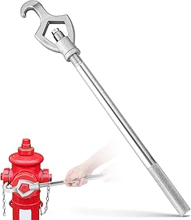 NATGAI Adjustable Fire Hydrant Wrench, 20" Spanner Tool Fits 1-1/2" to 3" Fire Hose Nut & Water Pipe Bolt, Multifunctional Hydrant Opener for Loosening Caps & Valves