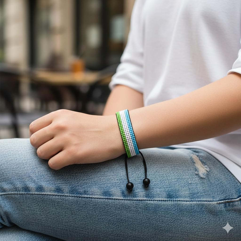 FAHARI Flag Bracelet | Adjustable | Handcrafted | Beaded, Boho | Patriotic Flag Bracelet - Image 4