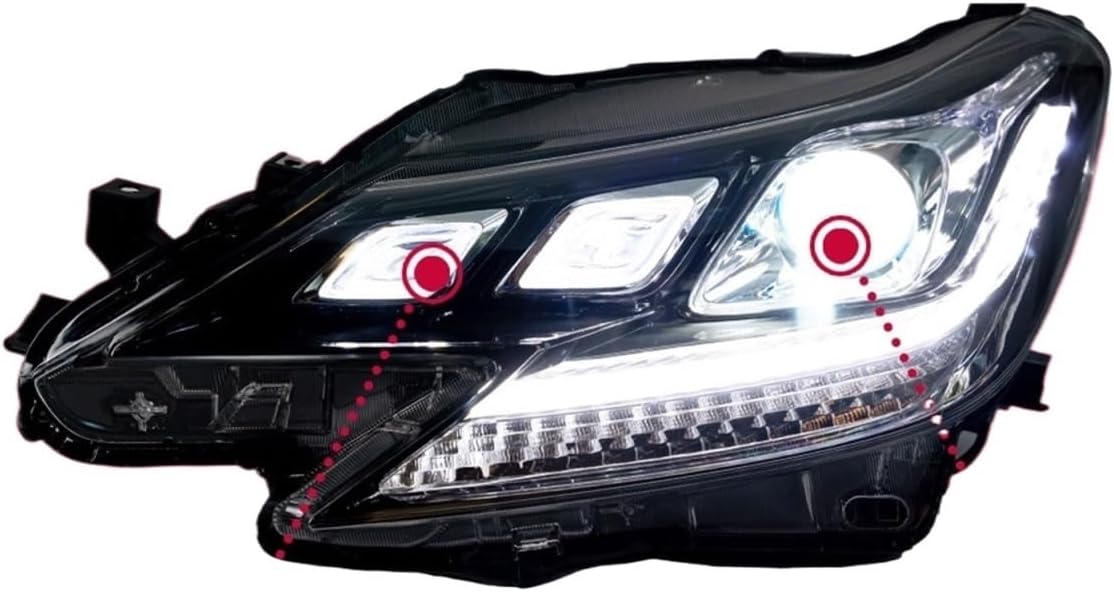 Accessories DRL Headlight Compatible with Reiz Mark X 2014-2017 Animation Turn Signal Bicofal Lens Front Lamp Assembly(for Left Hand Drive)
