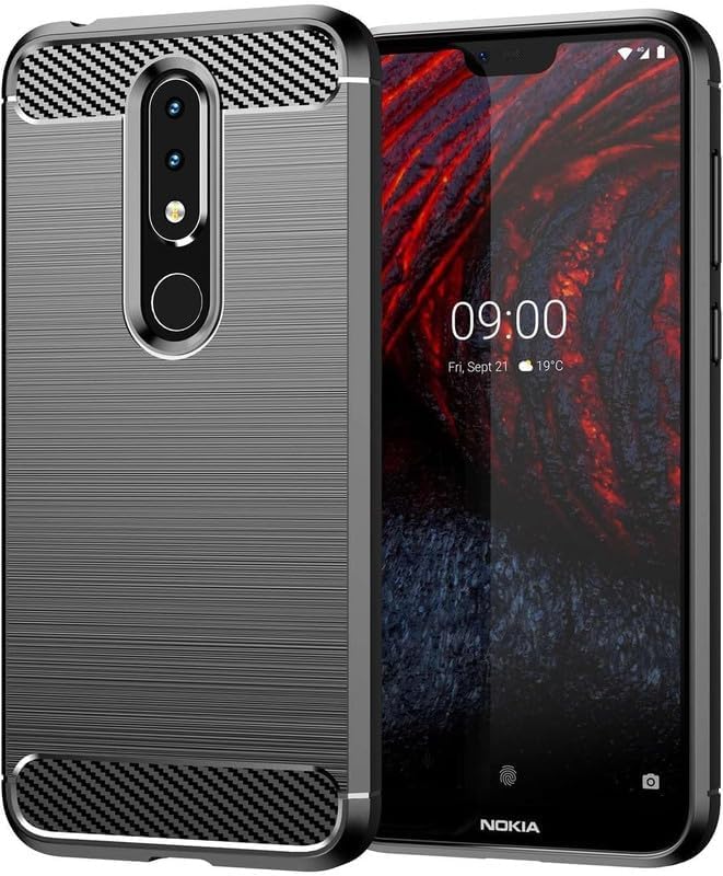 Image of Hybrid Carbon Fiber Back Case for Nokia 6.1 Plus / X6 (Black)