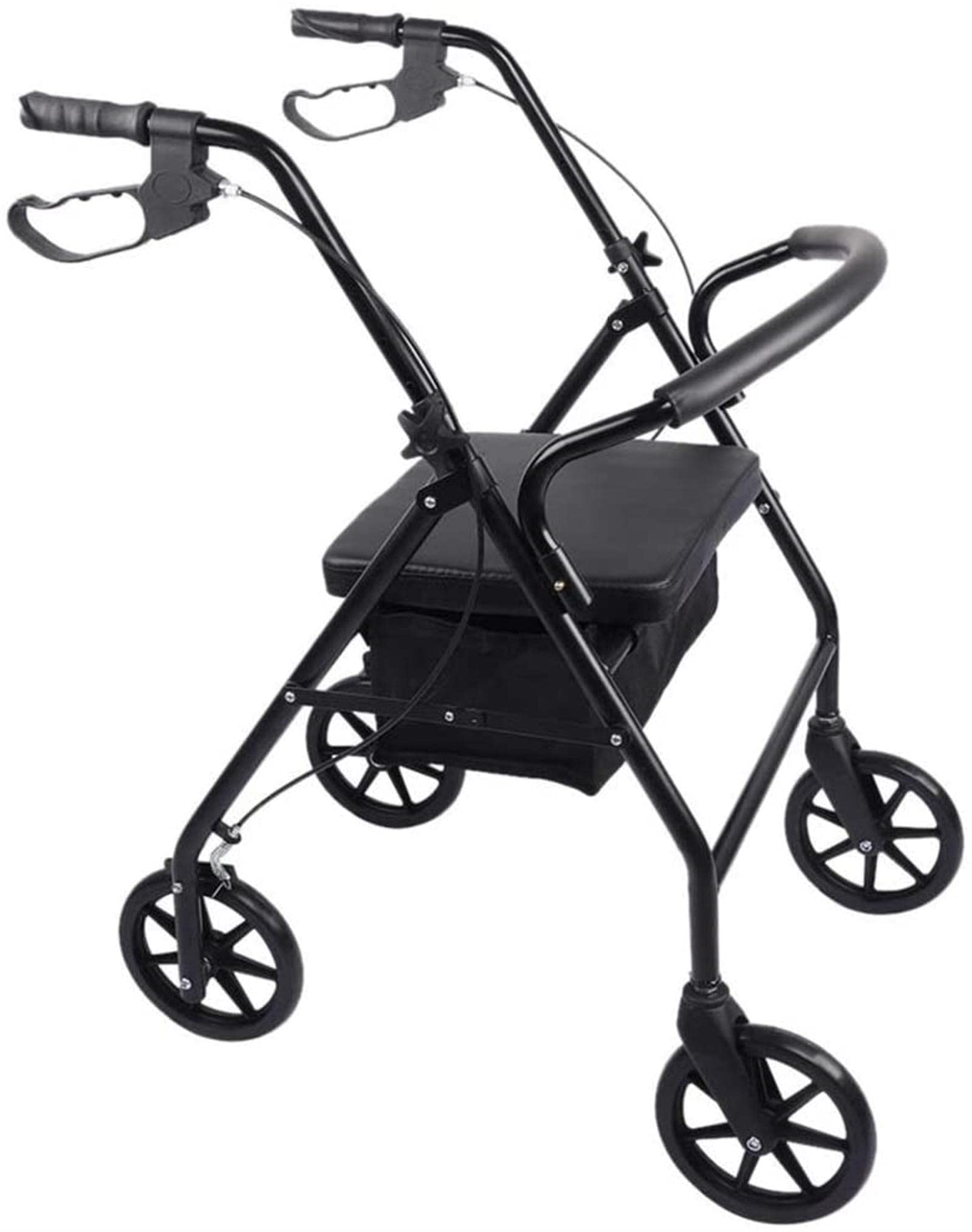Sedia A Rotelle Pieghevole,Sedia A Rotelle Comoda per Il Trasporto Leggero,Deambulatore A Quattro Ruote,con Carrello della Spesa,Comodo E Regolabile,Adatto