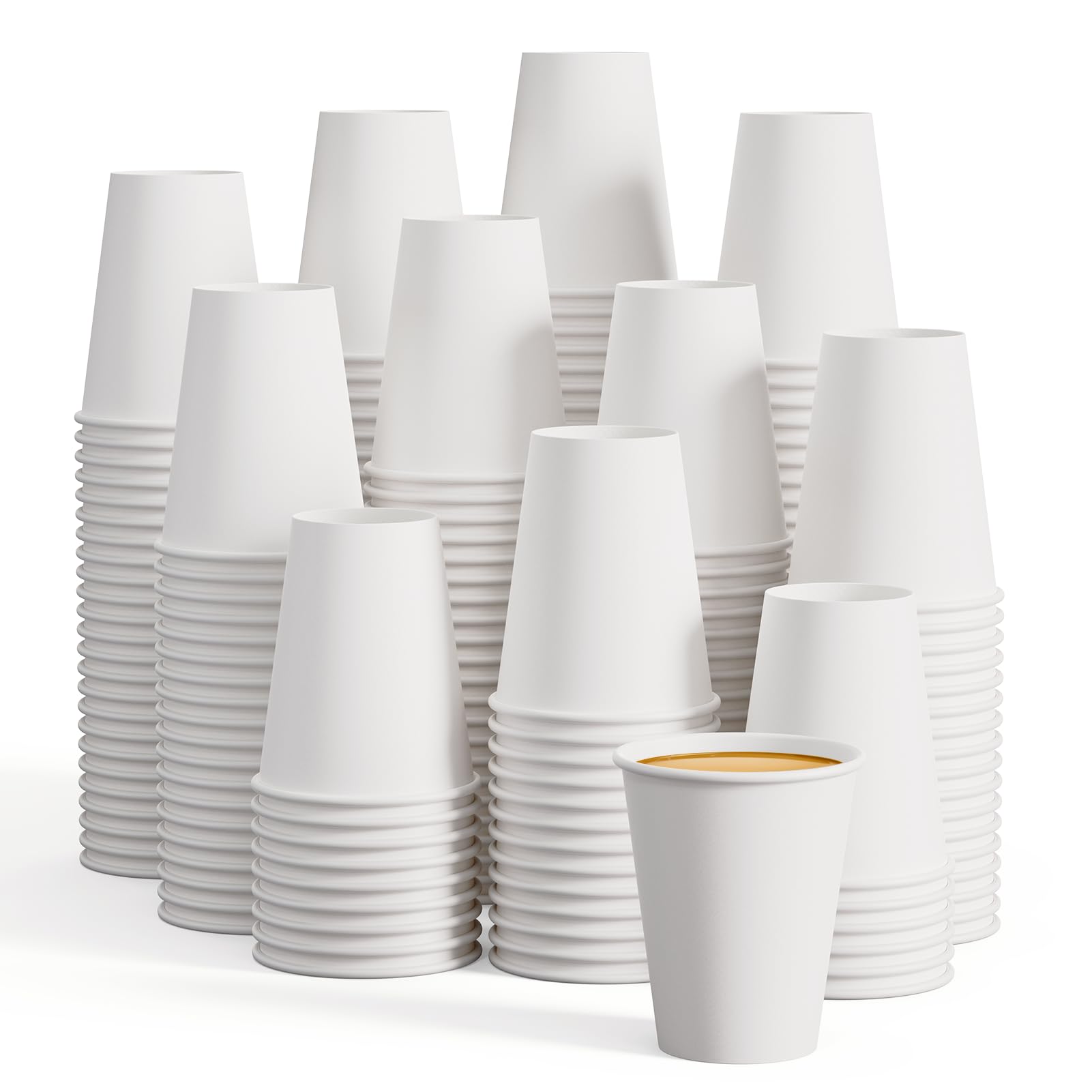 LITOPAK 240 Pack 12 oz Disposable Paper Coffee Cup, White Paper Hot Coffee Cups, Suitable for Party, Picnic, Travel, and Events