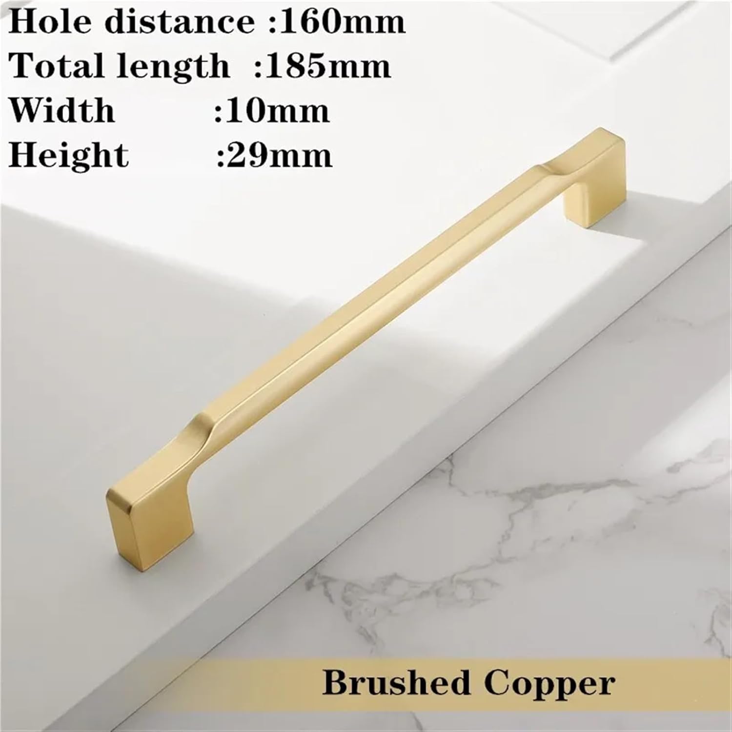 American Light Luxury Door Handles Zinc Alloy Kitchen Cabinet Knobs and Handles Drawer Pulls Furniture Door Hardware 1Pcs (Color : Brushed Copper 160mm)