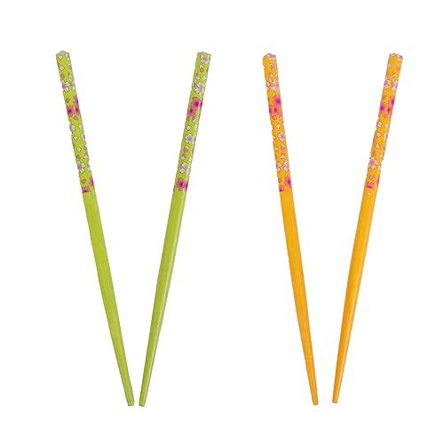 Miniatura 5 de 2 juegos de palillos de madera con flores - amarillo y naranja