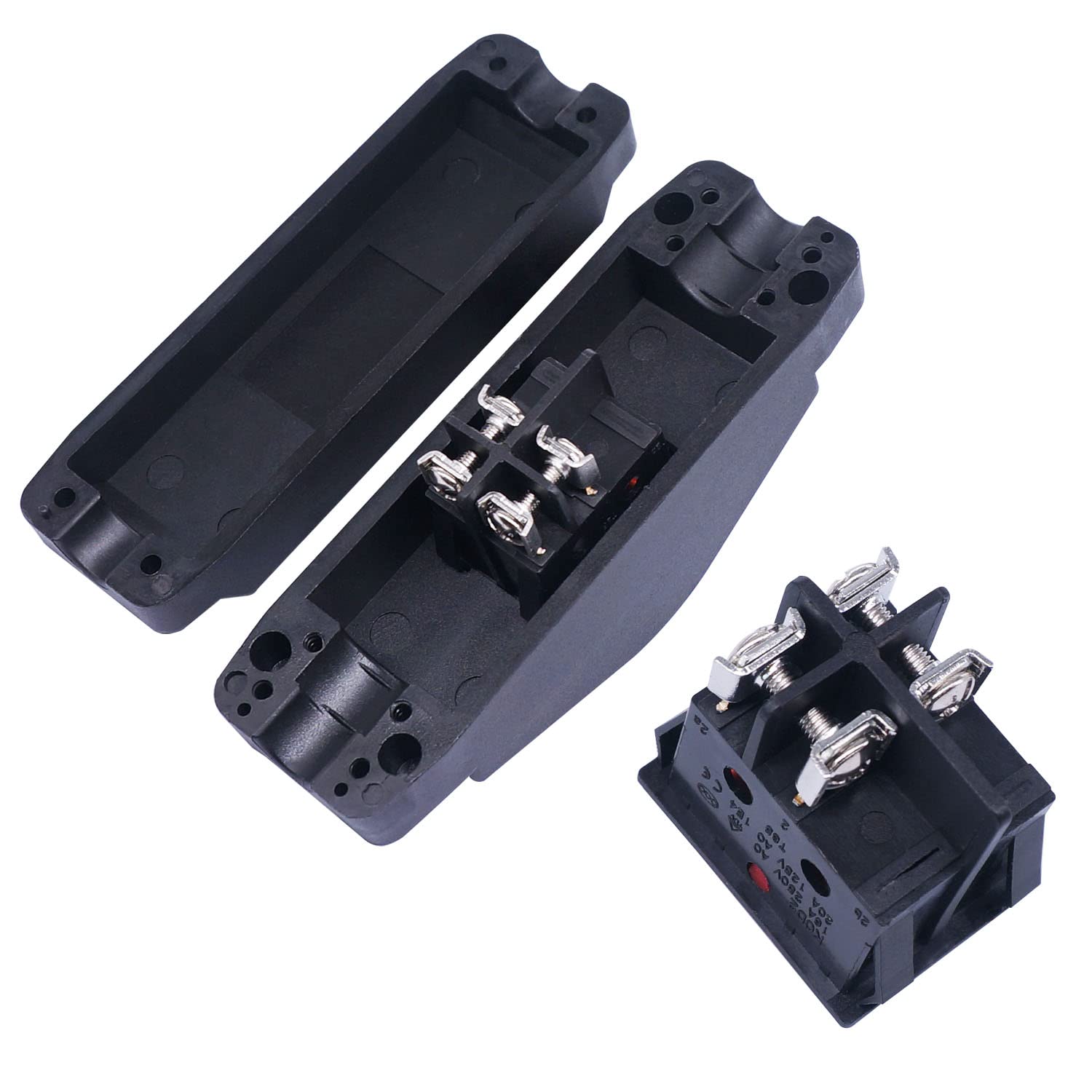 weideer Inline Cord Switch ON/Off 20A 250V/16A 125V Red Led Inline Power lamp Rocker Toggle Switch with Screws K-H012-KCD2-201N-R