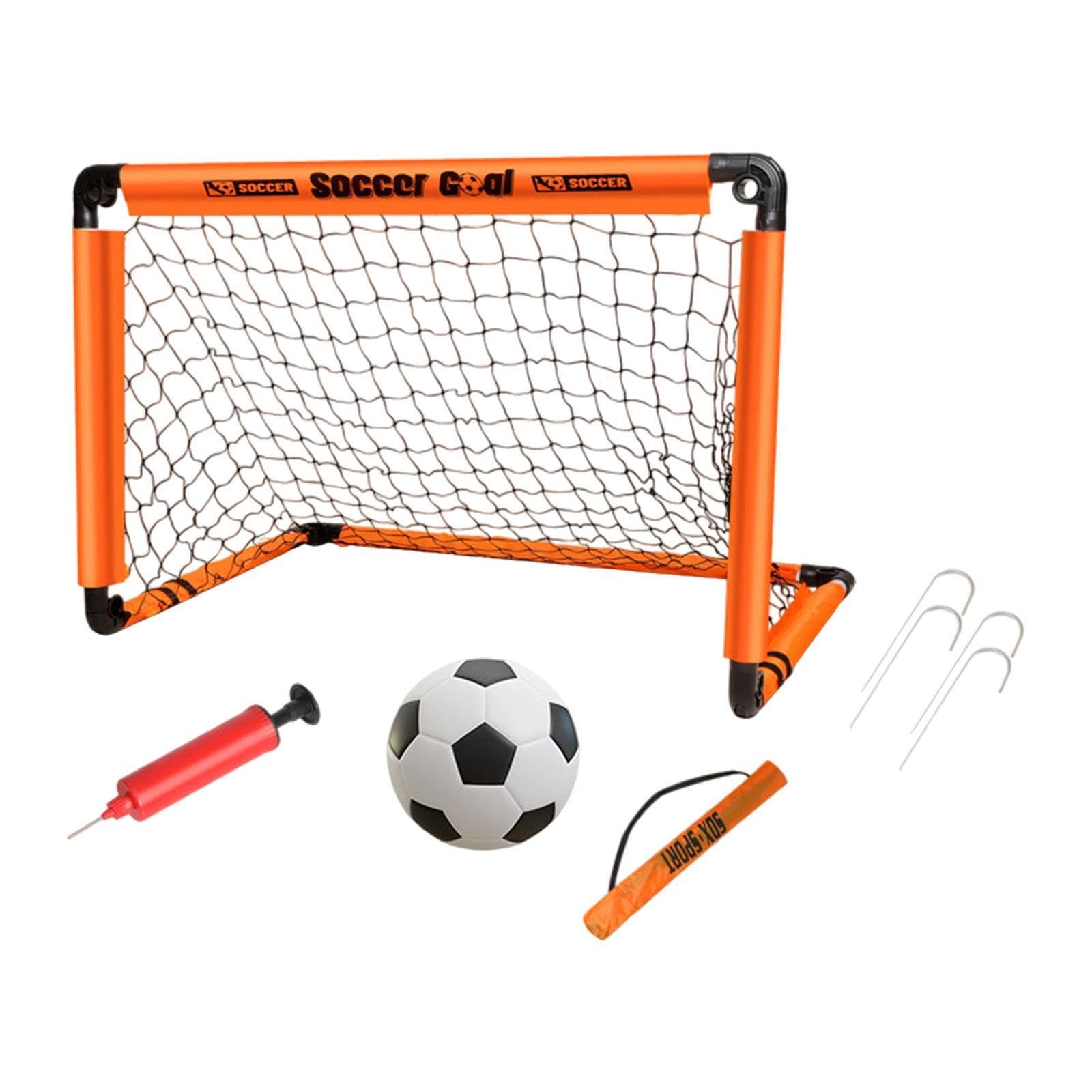 Soccer Goal for Kids with Ground Nails Compact Kids Toy for Yard Sports Orange 120x80cm-image-38
