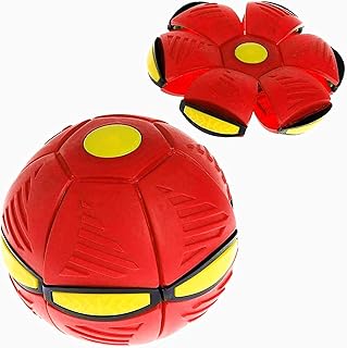 Novelty Magic UFO Ball, Flying Saucer Ball Deformation Gift,Eformable Flying Saucer Ball Games Ball UFO with Flash Magic Vent Ball Parent Child Toy (Red)