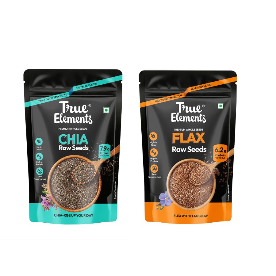 Image of True Elements Raw Chia 500gm + Raw Flax 500gm