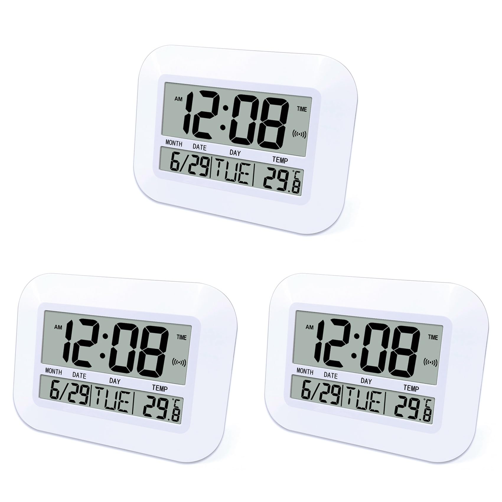 Réveil LCD Grand Écran pour Senior et Bureau Horloge Murale Numérique Lisible à Piles