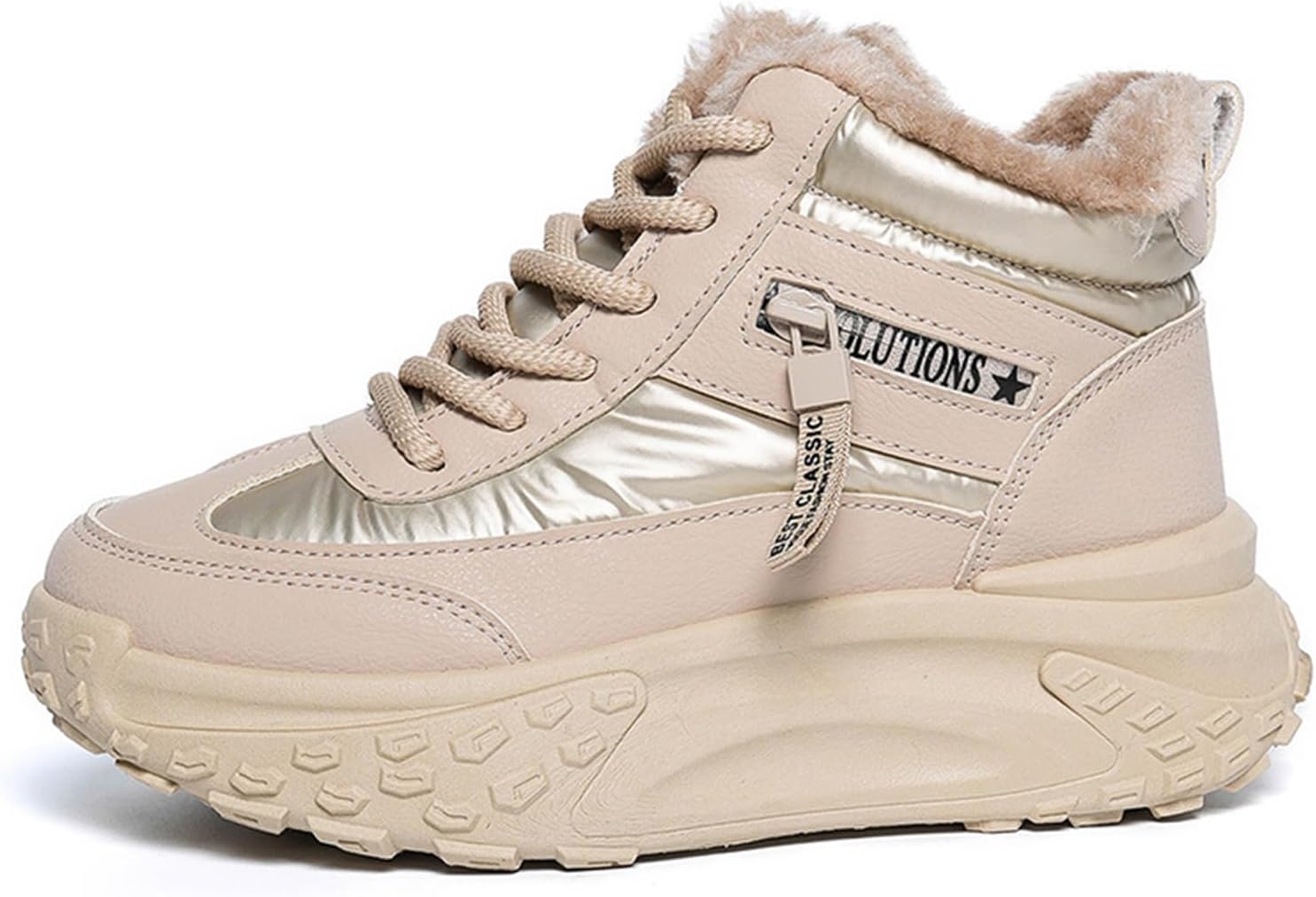 Women's Platform Snow Boots Warm Winter Boots Comfortable Fur Lined Ankle Boots Lace Up Outdoor Booties Non-Slip Sneakers Waterproof Walking Shoes