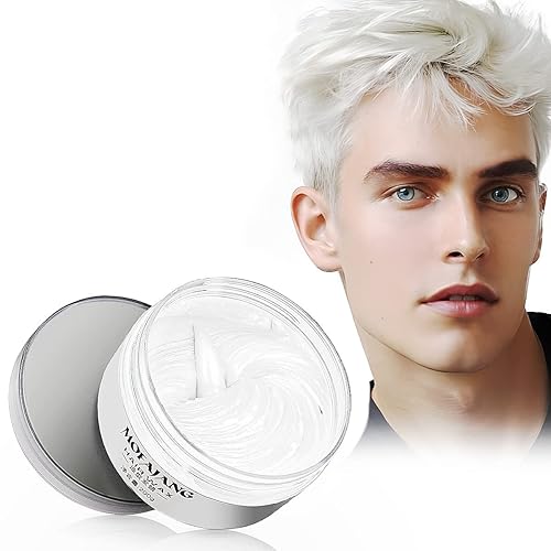 Pomadas de cera de color blanco para el cabello, 7.06 onzas, material de cera natural para colorear el cabello, desechable, arcillas cenizas para