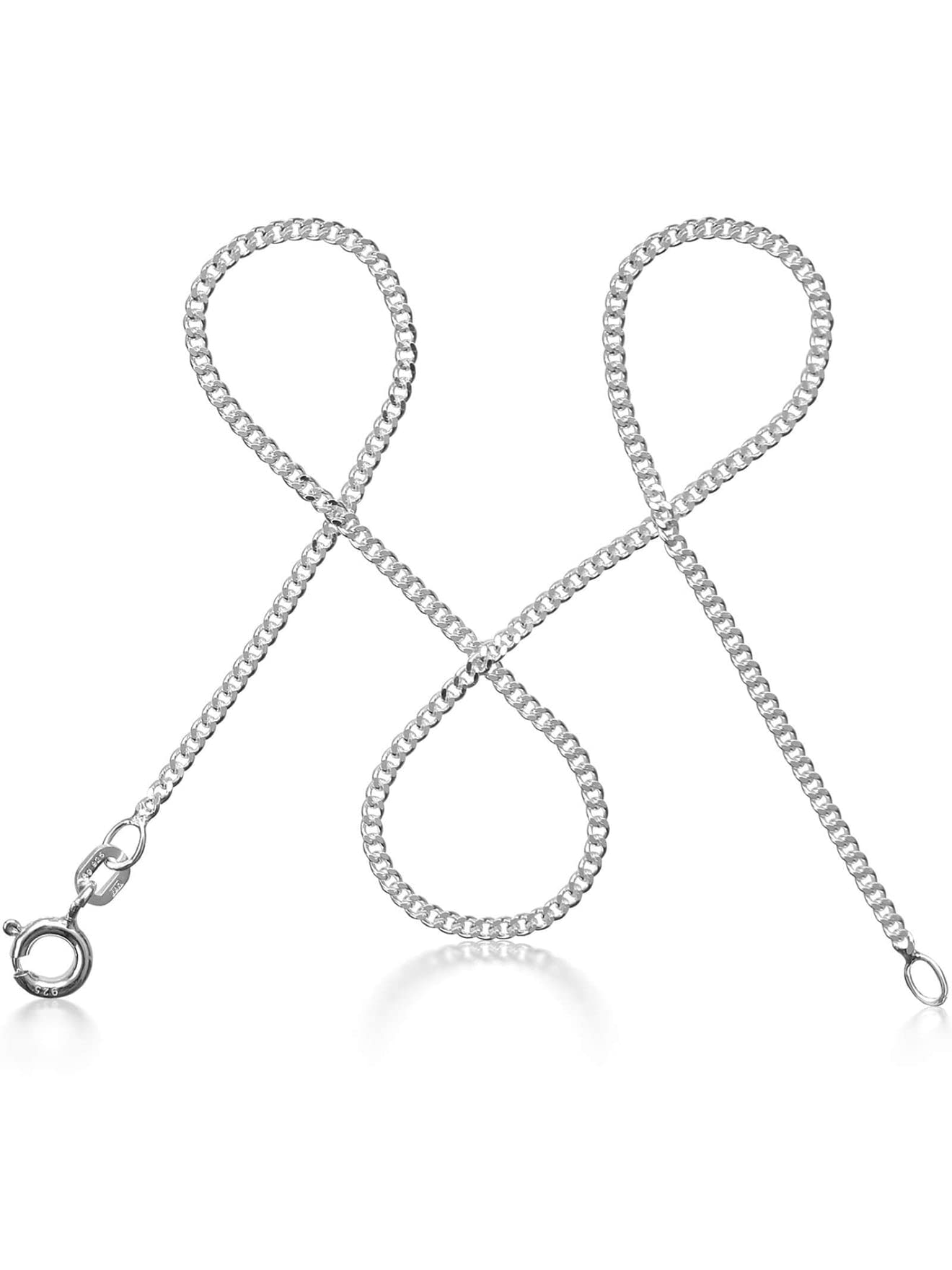 modabilé Panzerkette Damen Halskette 925er Sterling Silber (30cm-100cm I 1,7mm breit) Nur Silberkette 925 ohne Anhänger Silberne Kette für Frauen