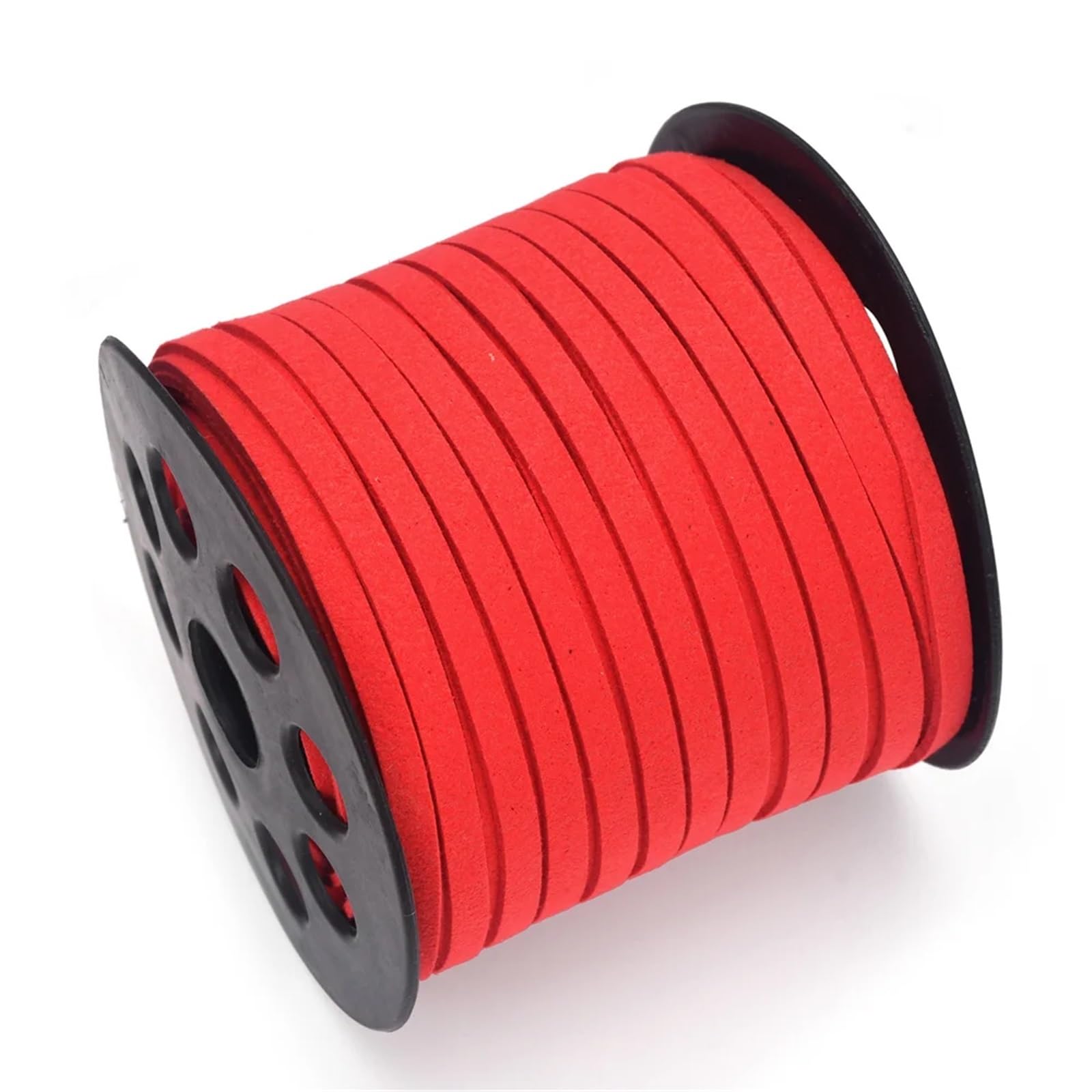 Leather Cords for Jewellery Making 2Rolls Crafts Faux Suede Cord for Jewelry Making 5mm 50 Yards Flat Vegan Leather Strings Laces Strips for Bracelets, Necklaces(Red)