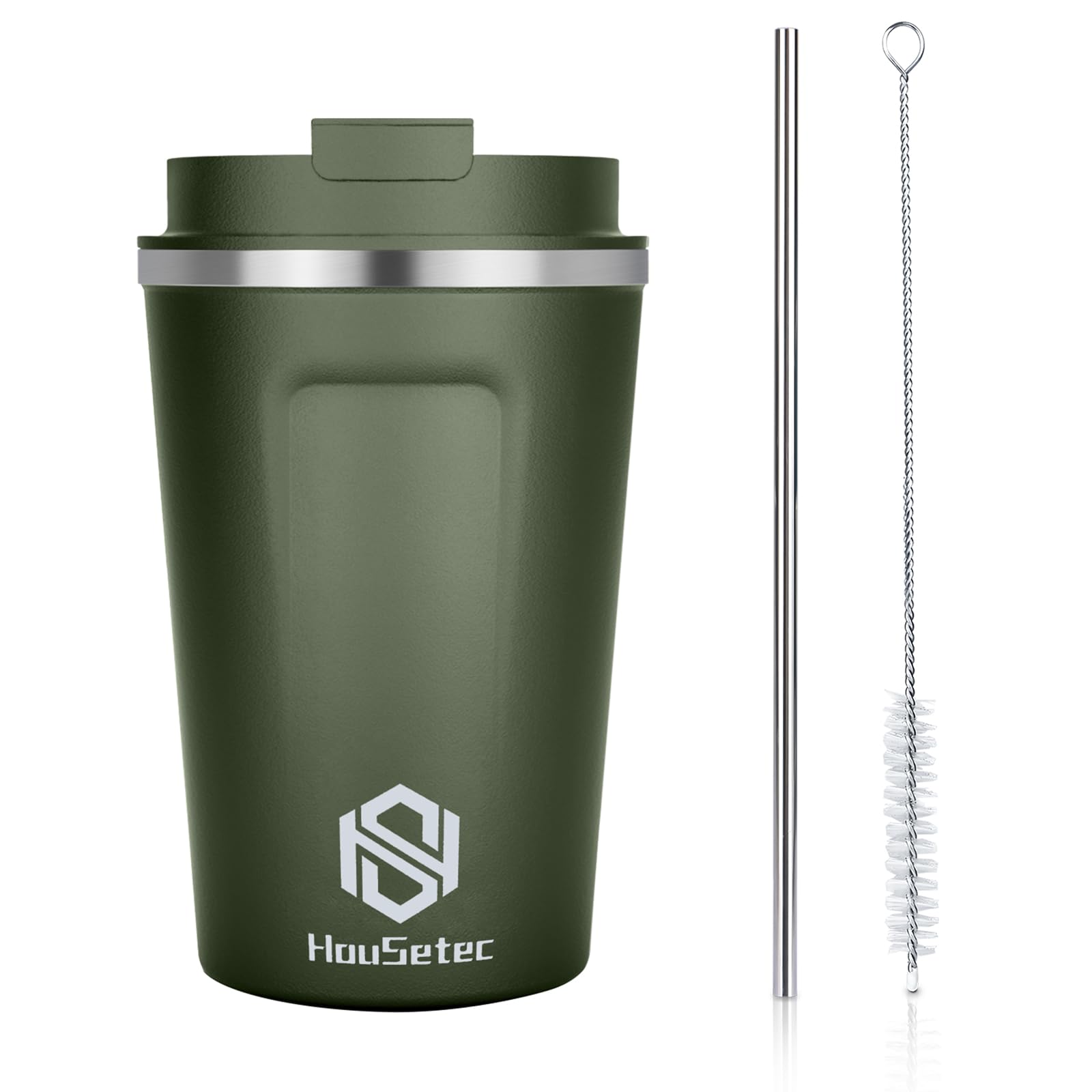 Elayce Coffee Mug, Coffee Tumblers with Straws and Straw Brushes, Travel Coffee Mug with Leakproof Lids for Keeping Hot and Cold Water Coffee and Tea In Travel Office Camping (Green, 14.00, ounces)