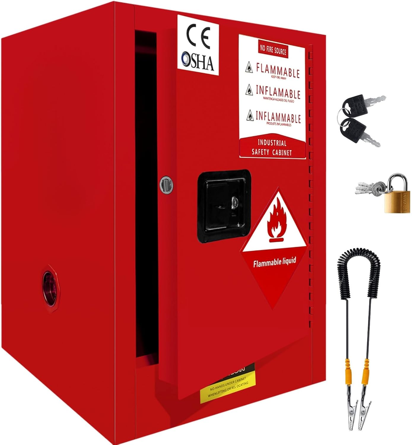 8 Gal Flammable Storage Cabinet (23"x18.11"x18.11") - Heavy-Duty Galvanized Steel Flammable Safety Locker with Adjustable Shelf, for Home/Industrial/Commercial (Red)