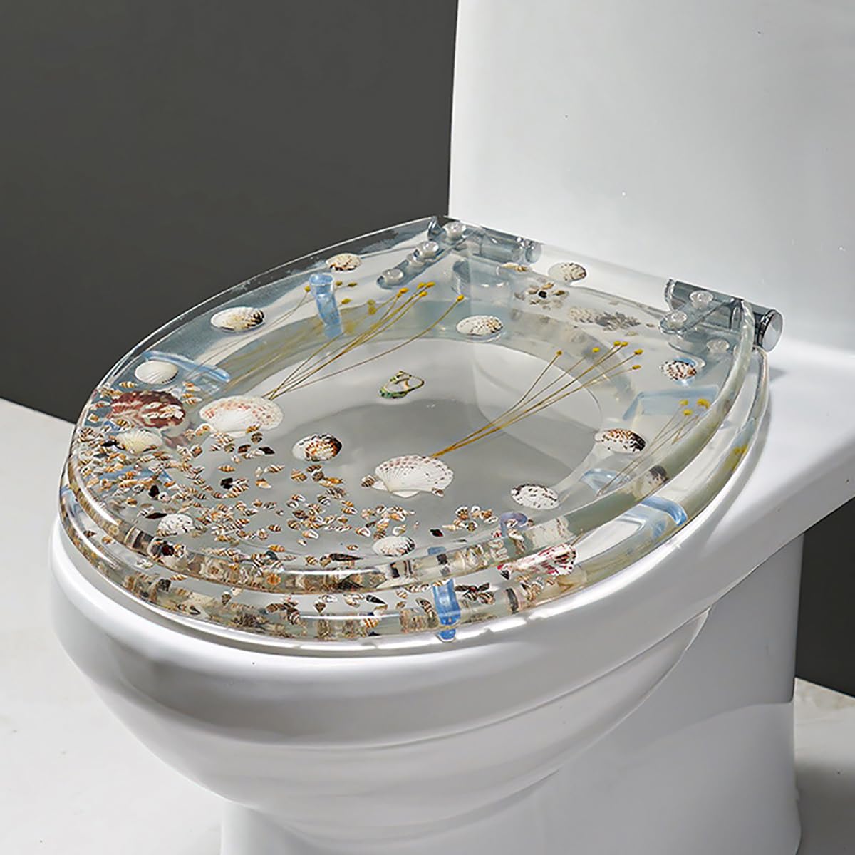 Ldhsjh Style F Slow Close Close Elongated Ocean Cover Toilet Cover Slip Resistant Bumpers Easy Install Clean, Adjustable, Lightweight, Durable, Portable, User-Friendly, Compact, Non, Slam, Resin, Seat