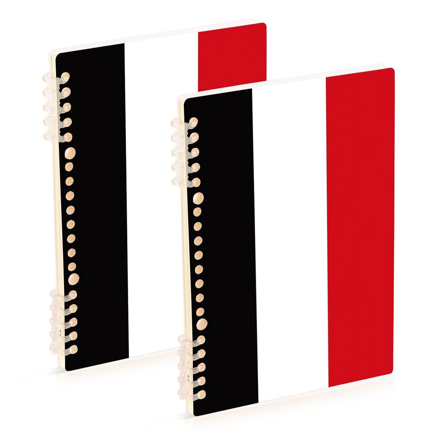 voucong A5 size Republic Of Yemen Flag Black Red bound notebooks 8.3" x 5.7", wire-bound composition notebook wide ruled 60 sheets for travel&writing