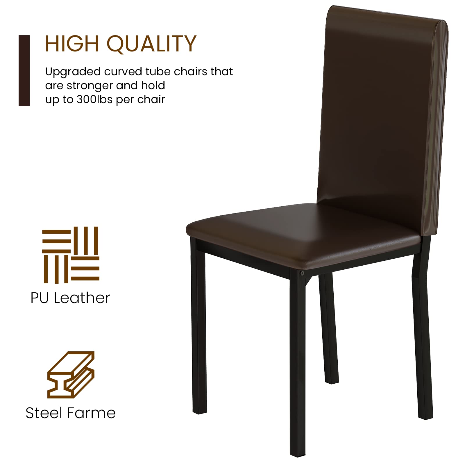 Lamerge Dinning Table Sets for 4, 5 Piece Dining Room Table Set with PU ...