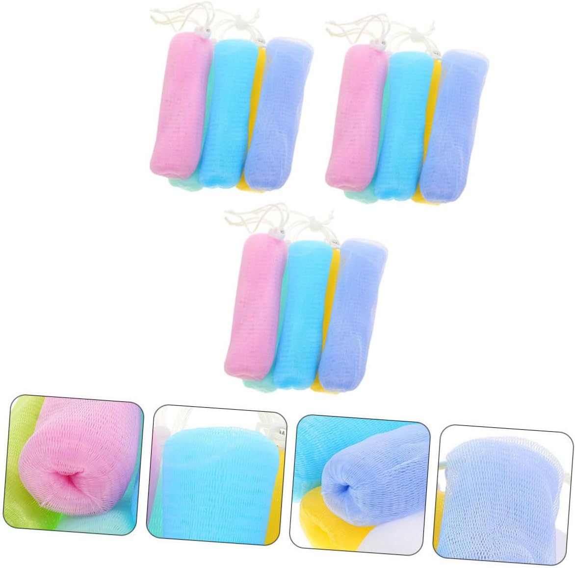 15-Pack Exfoliating Soap Saver Pouch Foaming Net Bag for Bathing Natural Soap Accessory for Shower Random Color