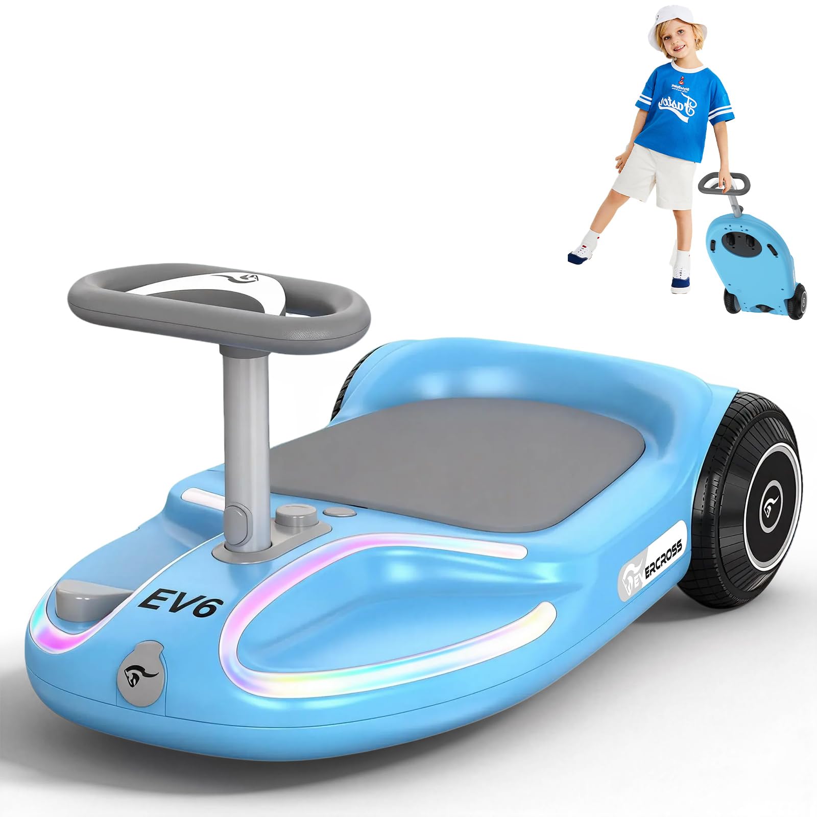 EVERCROSS EV6 Electric wiggle car,4-in-1 Ride-On with Bluetooth Music