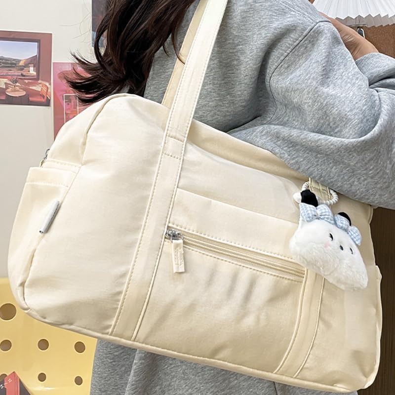 Bolsa de gimnasio para mujer, bolsa de viaje para fin de semana, bolsa grande y ligera para la noche, para fitness, trabajo, yoga, hospital y viajes, color amarillo pálido — view 5