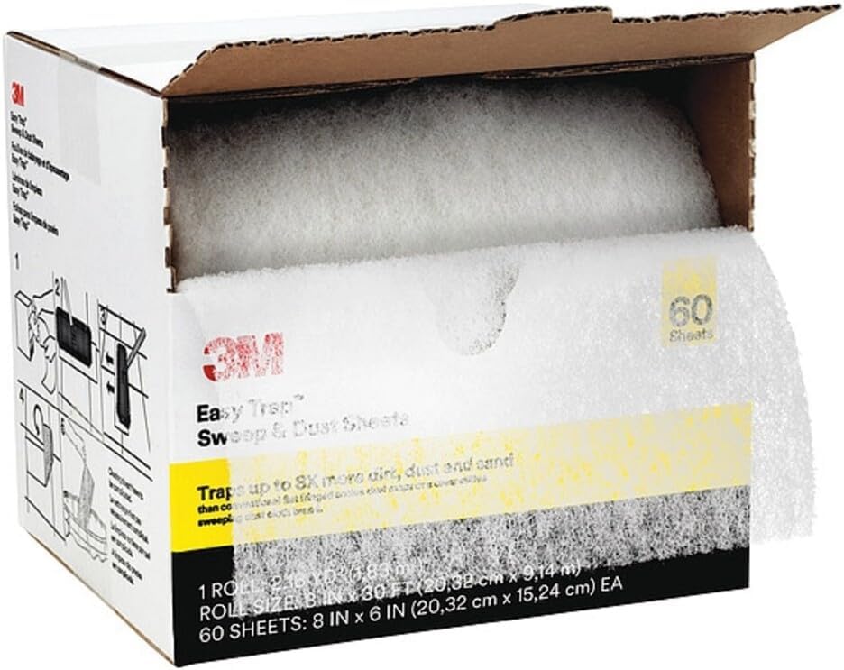 3M Easy Trap Sweep and Dust Sheets, 2 Rolls of 250 5" x 6" Sheets (500 Sheets), Disposable Easy Sweep Floor Duster, Picks Up 8x More Dirt, Dust, Sand, Hair, Works on Dry or Wet Surfaces, 55655W
