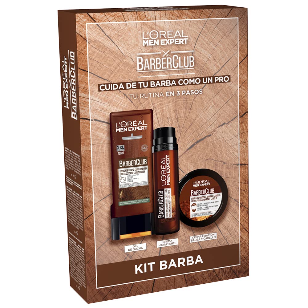 L'Oréal Paris Men Expert Pack Barber Club do pielęgnacji brody dla mężczyzn z woskiem do mocowania + krem nawilżający do brody + żel pod prysznic