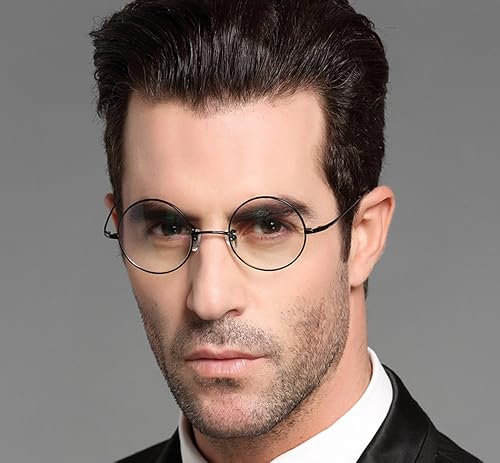 Miniatura 6 de Agstum Marco de gafas ópticas redondas retro de titanio puro 44-24-140