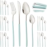 Vista 18 de JASHII Modern - Juego de cubiertos de acero inoxidable 18/10 de 24 piezas, para 6, cubiertos de acero inoxidable 18/10, juego de cucharas