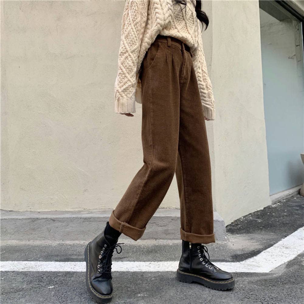 Pantalones De Pierna Ancha Para Mujer - Pierna Ancha De Pana Vintage, Pantalones De Pierna Recta Cálidos De Otoño E Invierno De Moda, Pantalones Gruesos Suaves Pantalones Deportivos Elásticos Casu