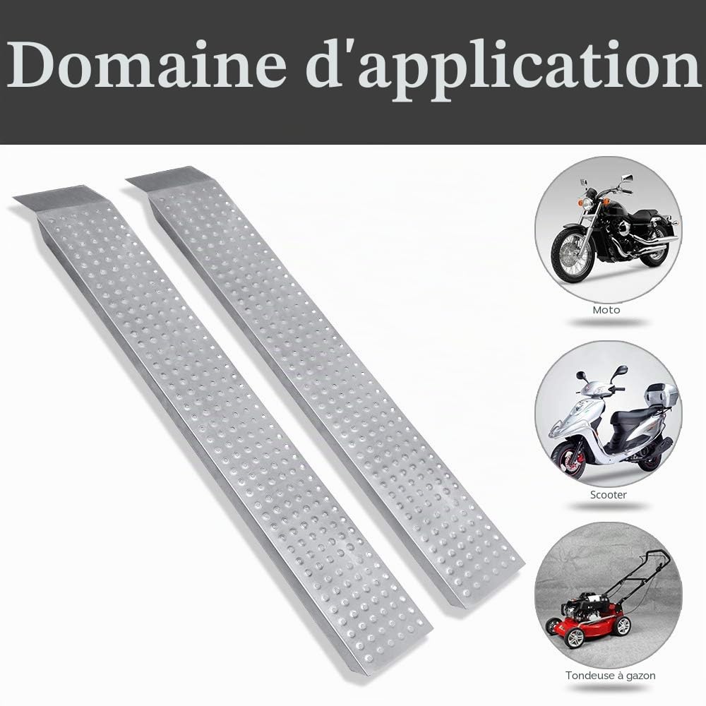 XMTECH Lot de 2 rampes d'accès en Acier - 135 cm - 400 kg - Argenté