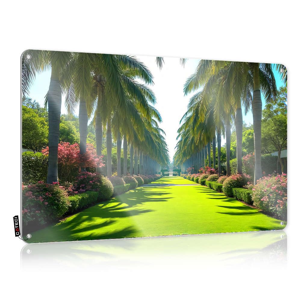 Fzfn Colour Vintage Wall Art Weathered Girly Nice A Vibrant Pathway Lined With Palm Trees - Vintage Wall Decor For Office(30X40cm)