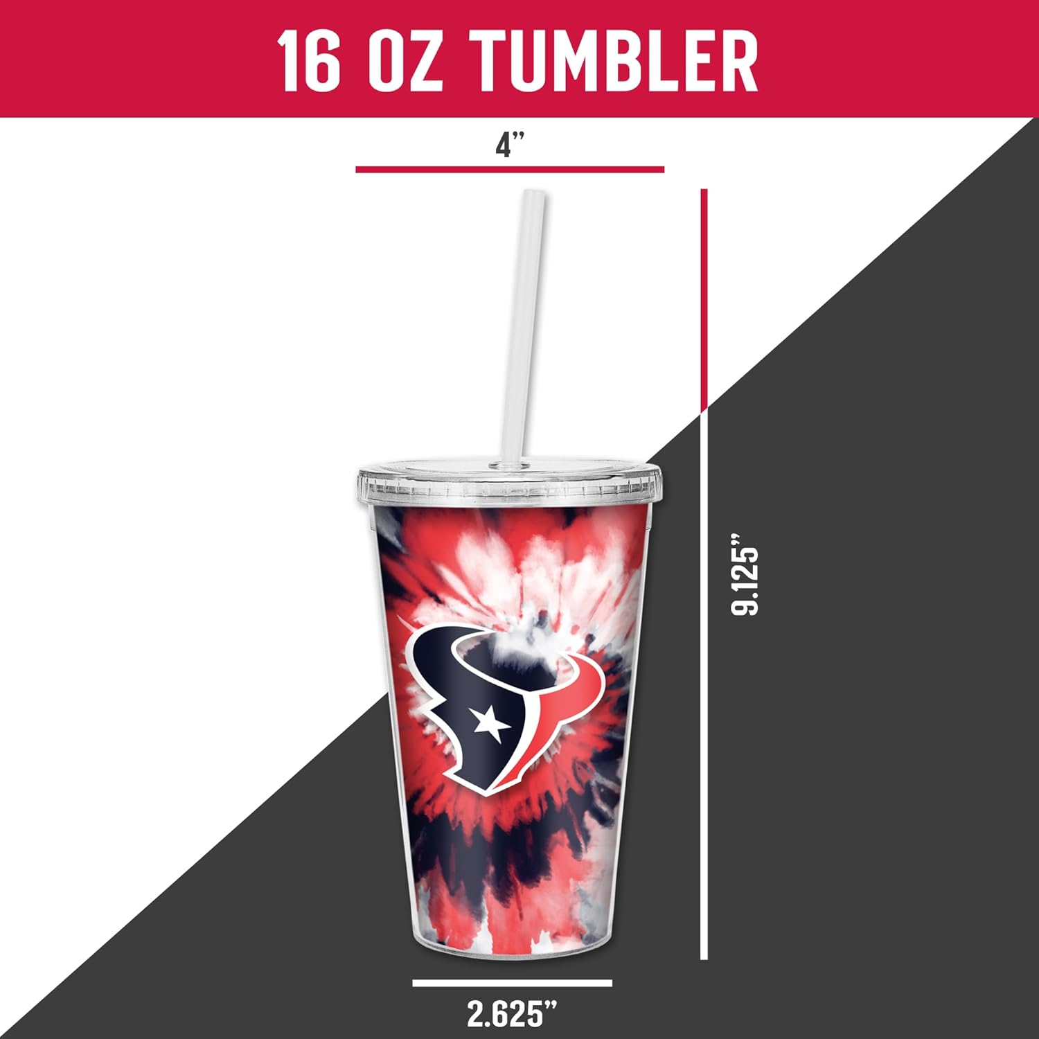 Rico Industries NFL Football Metallic Tie Dye NFL Football Team 16oz Metallic Clear Tumbler W/Straw - Image 5