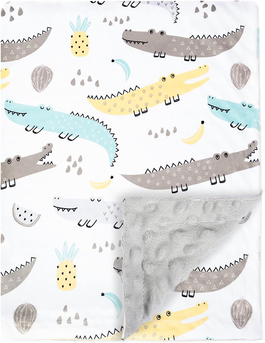 Baby Blanket Super Soft Plush with Double Layer Dotted Backing, Lovely Crocodile Animals Printed Unisex Design Receiving Blanket, 30x40 Inch : Baby