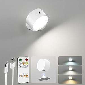 LED Wall Sconces, Rechargeable Wall Lights, White, 1 Pack