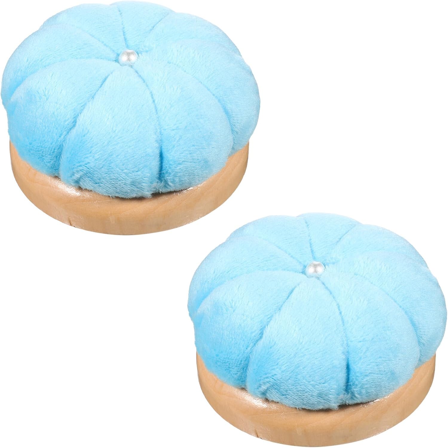 HINTRMENT 2pcs Pumpkin Pin Cushion Sewing Needle Holder for Embroidery and DIY Crafting, Sky Blue Fabric Pincushion Portable Needle Storage for Sewing Enthusiasts