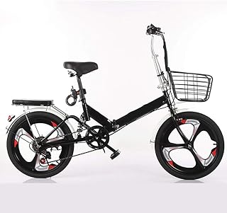 Folding Bikes 20-Inch Folding Speed Bicycle - Student Folding Bike For Men And Women Folding Speed Bicycle Damping Bicycle,,shockabsorption (Color : Black, Size : Shockabsorption) Portable folding Bik