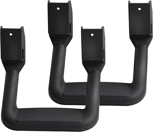 Miniatura 8 de Juego de 2 piezas (1 par) de escalones laterales de camión con recubrimiento en polvo negro, incluye soportes de montaje, se adapta a varios